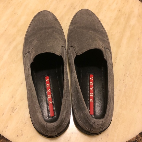 Auth Prada Suede Loafers in Dark Grey Size 7.5/8 - Picture 3 of 8
